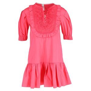 Self-Portrait Lace Bib Mini Dress in Pink Cotton